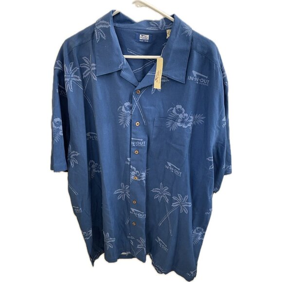In-N-Out Restaurant 3XLFits Xl Silk cotton blend Hawaiian logo button down Nwt